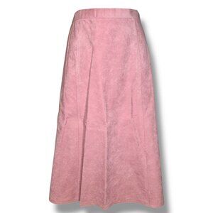Vintage 90s Clarissa Faux Suede Light Pink A-Line Midi Skirt